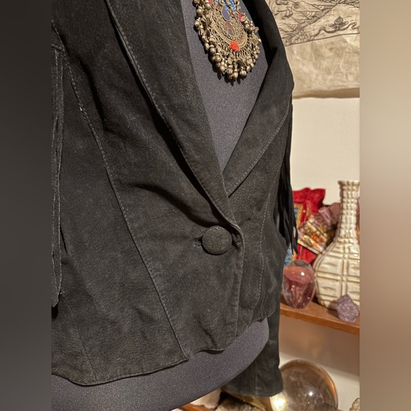 Vintage Adler Real Genuine Leather Fringe Black Jacket cowgirl western size XL - Picture 6 of 12